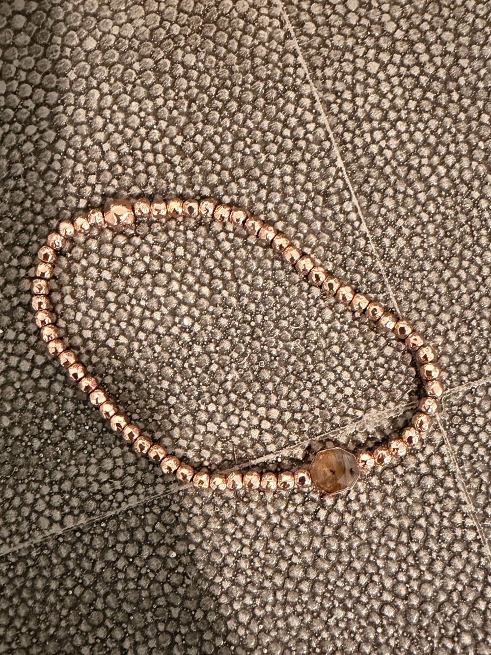 Gorjana Rose Gold Beaded Bracelet with Faceted Brown Stone